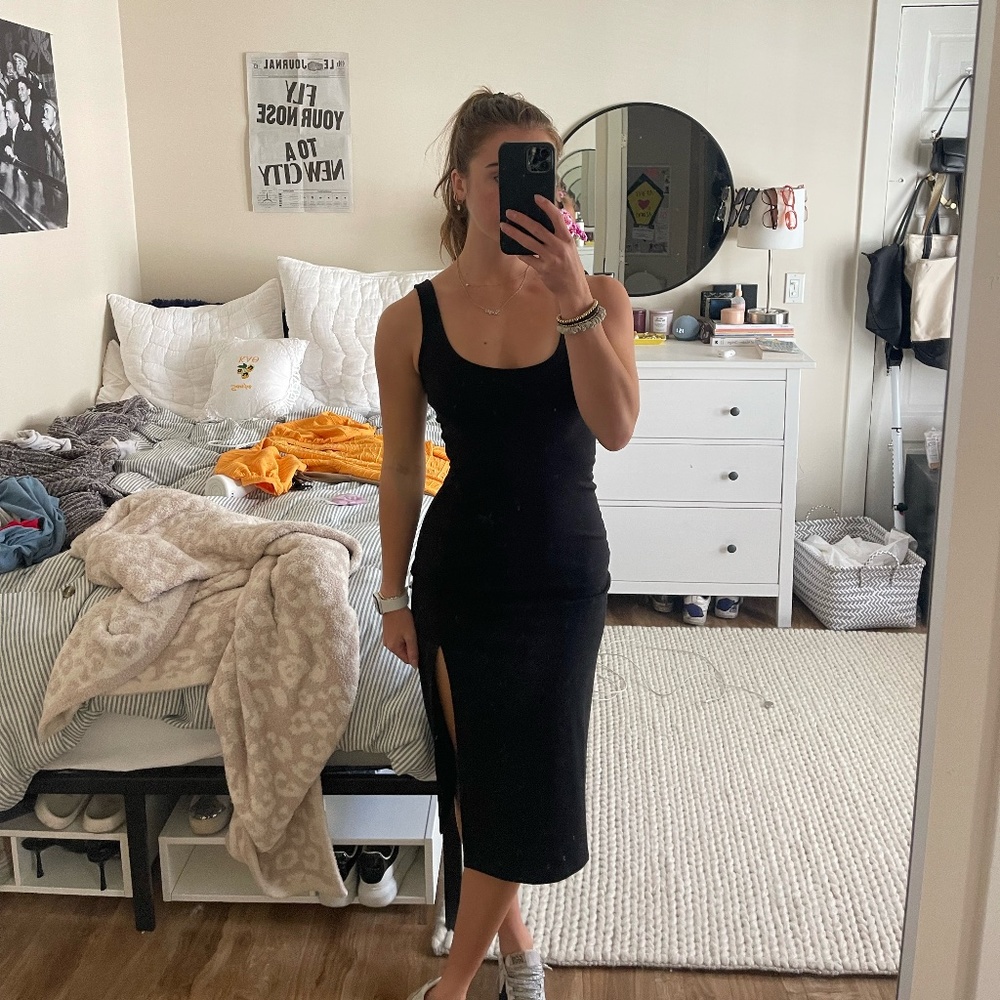 Nordstrom's Open Edit Midi Bodycon Black Midi Dress, XS